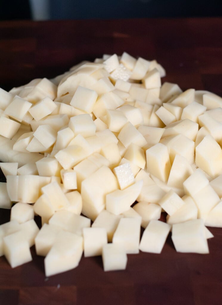 Cubed potatoes.