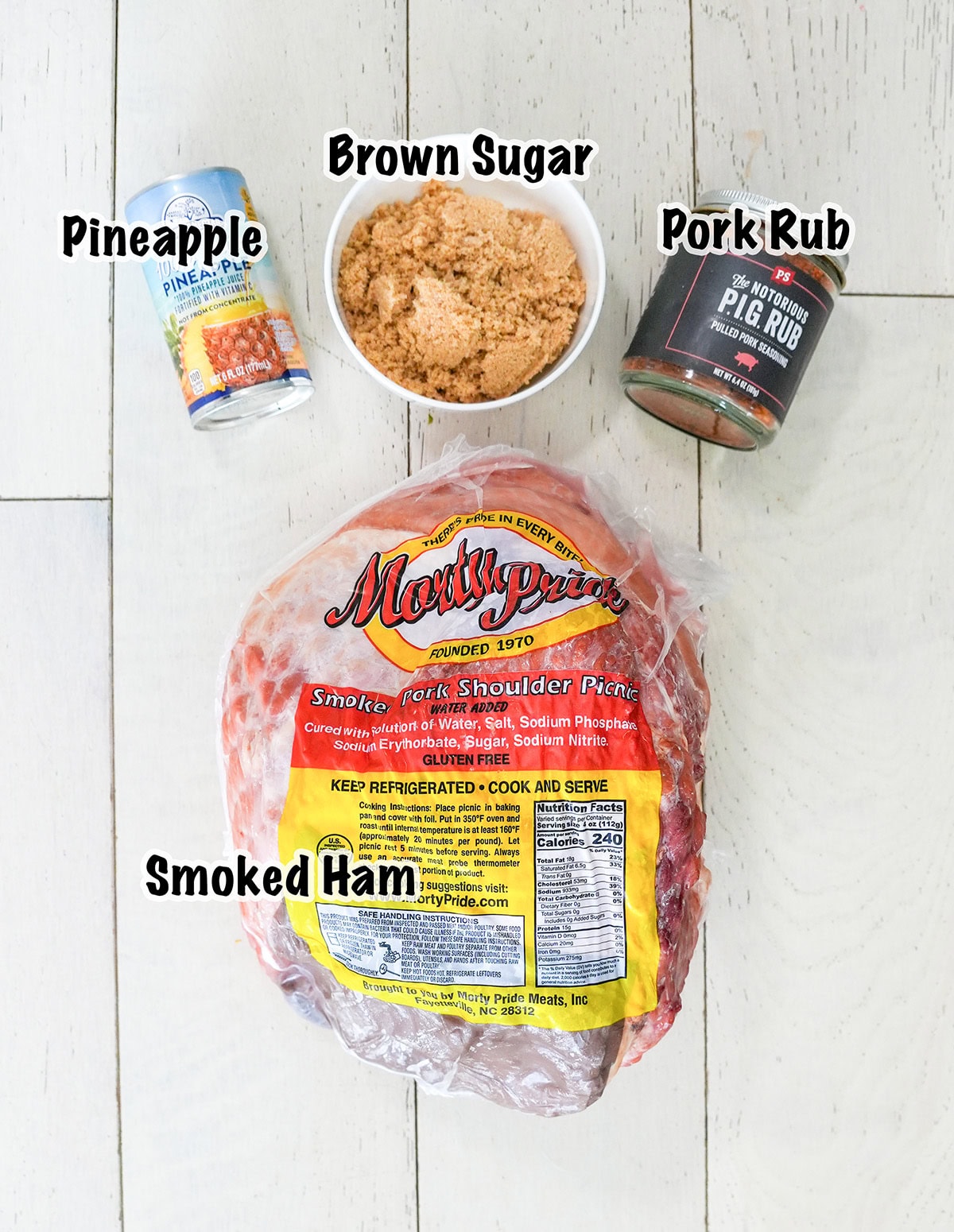 Pulled ham ingredients.