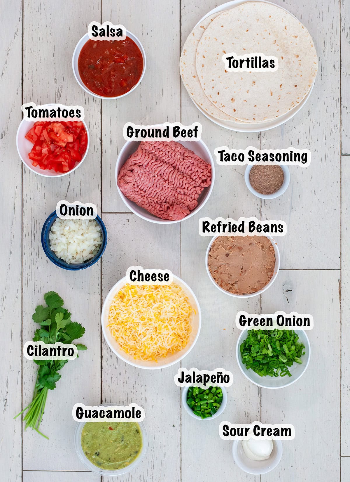 Ingredients for making taco pie.