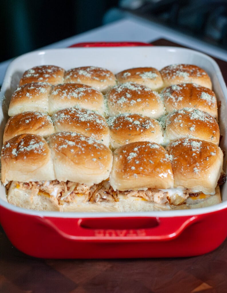 Ranch seasoning on top of slider buns.