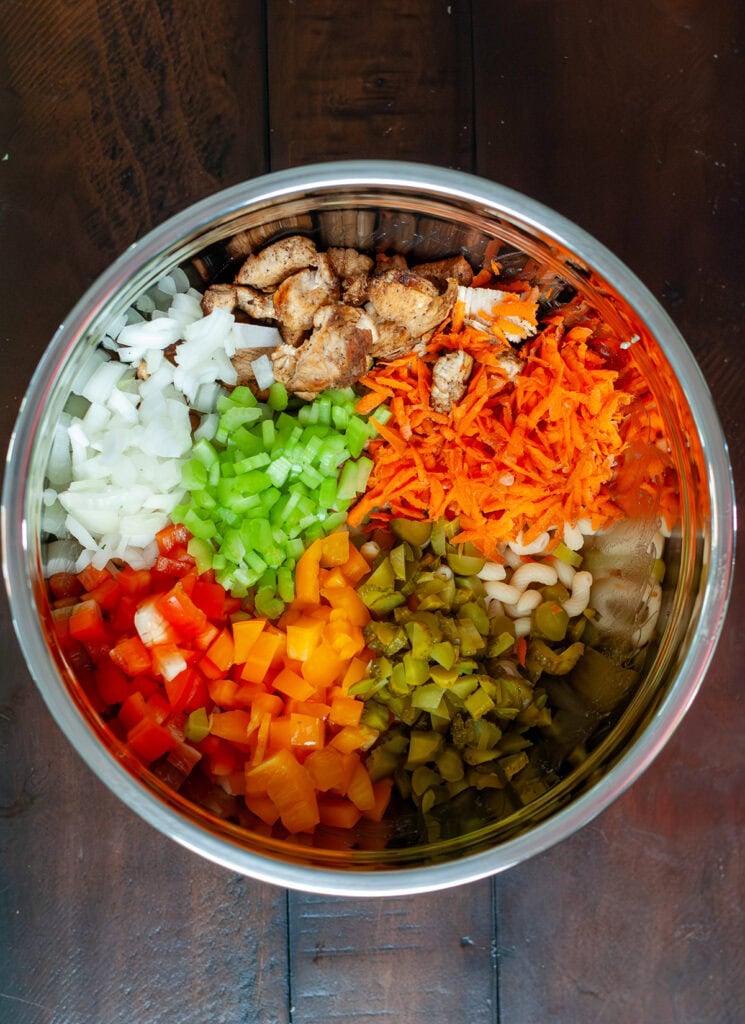 Ingredients separated in a mixing bowl.