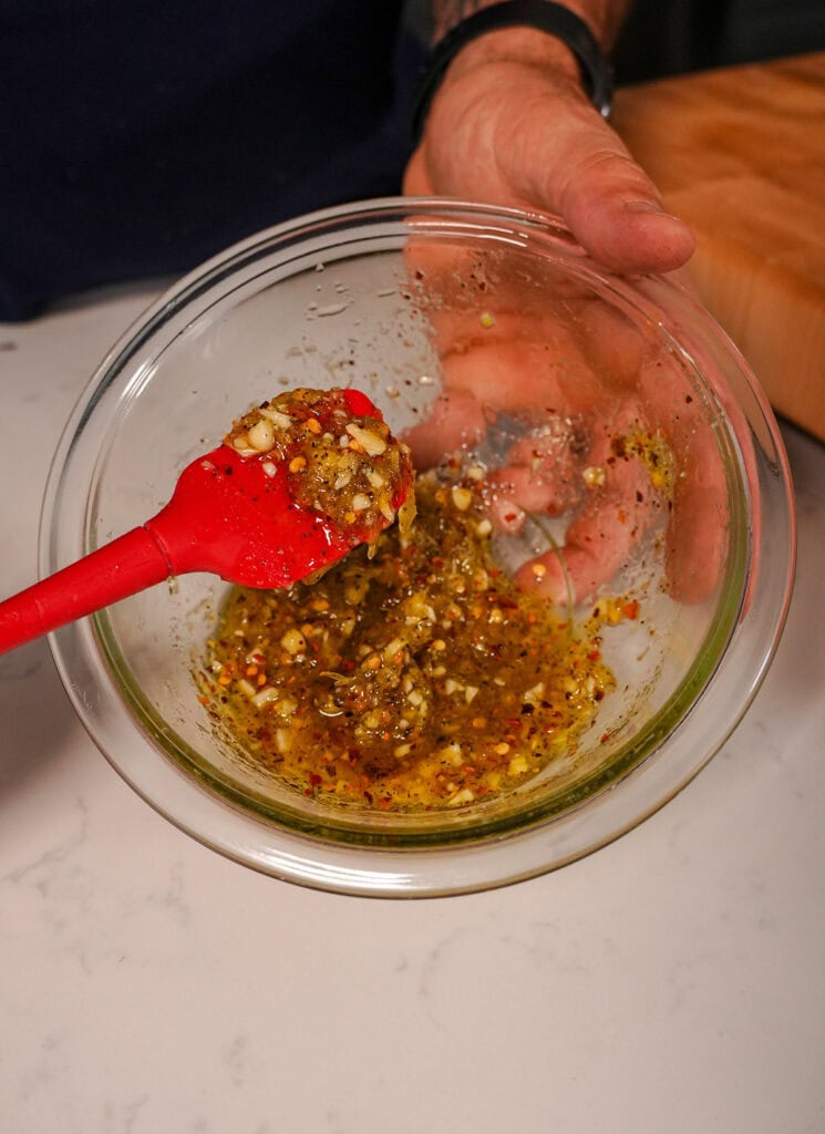 The parmesan mixture for cabbage steaks. 