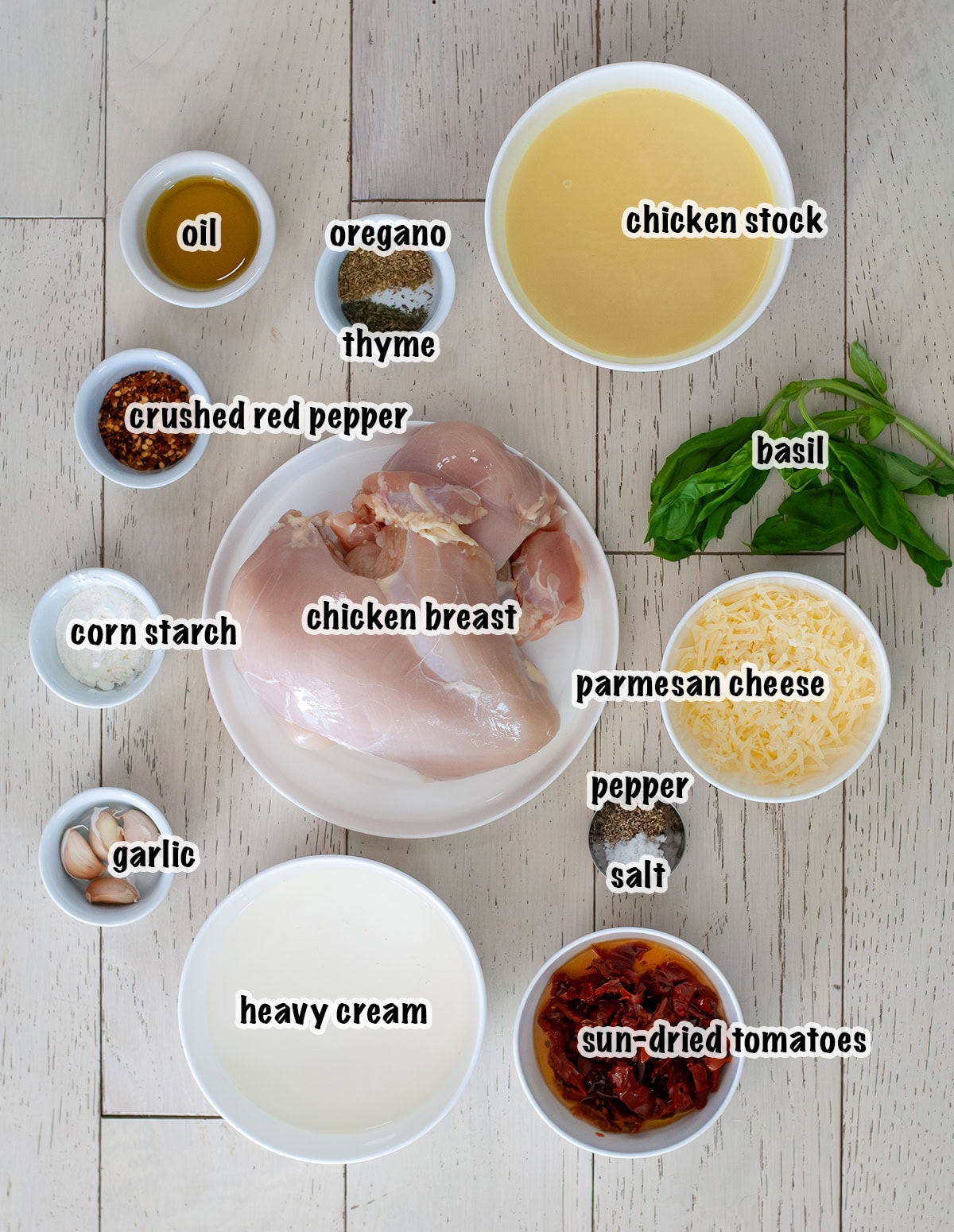 A top photo of all the ingredients needed for this recipe. 