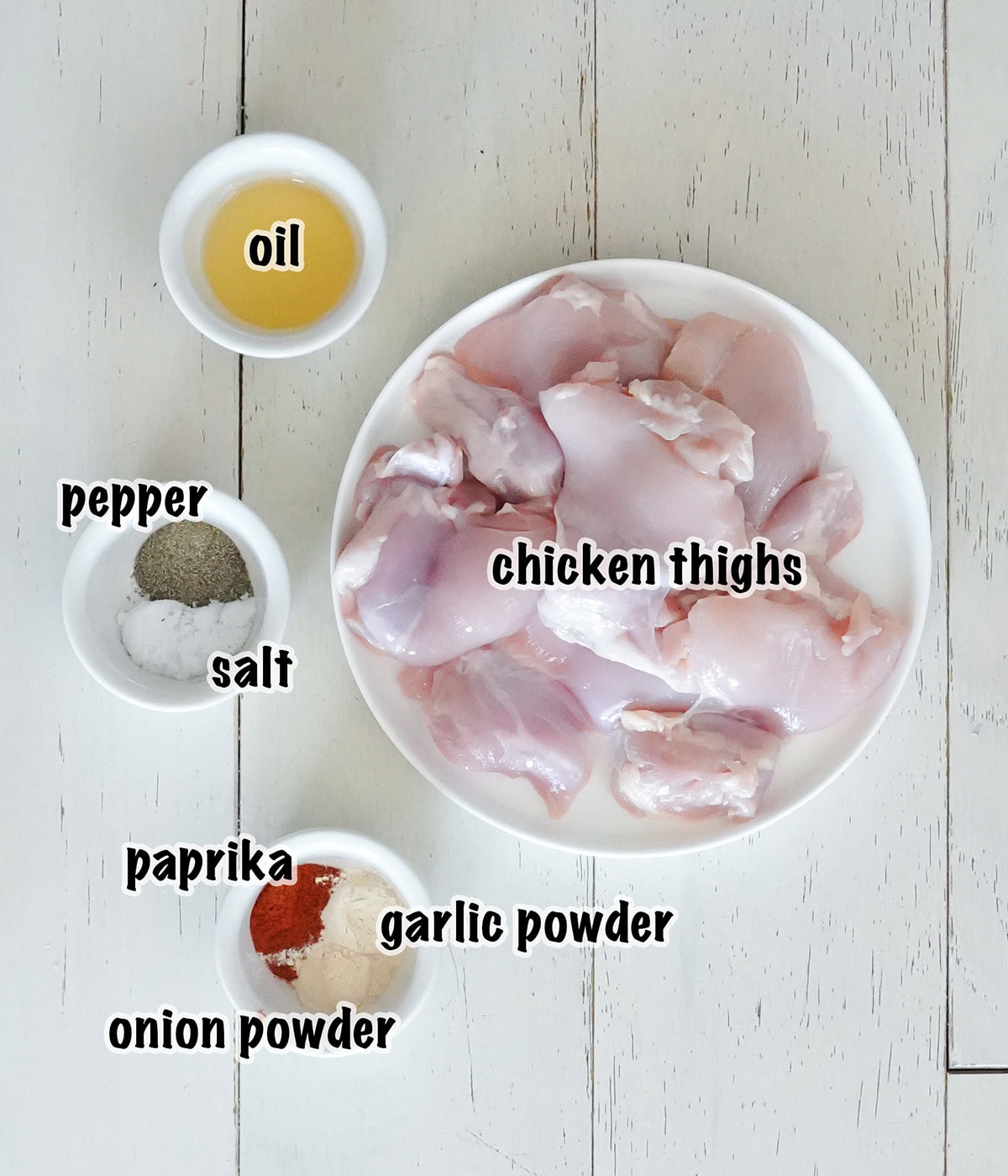 Ingredients for grilling chicken thighs. 