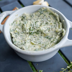 garlic compound butter with herbs.