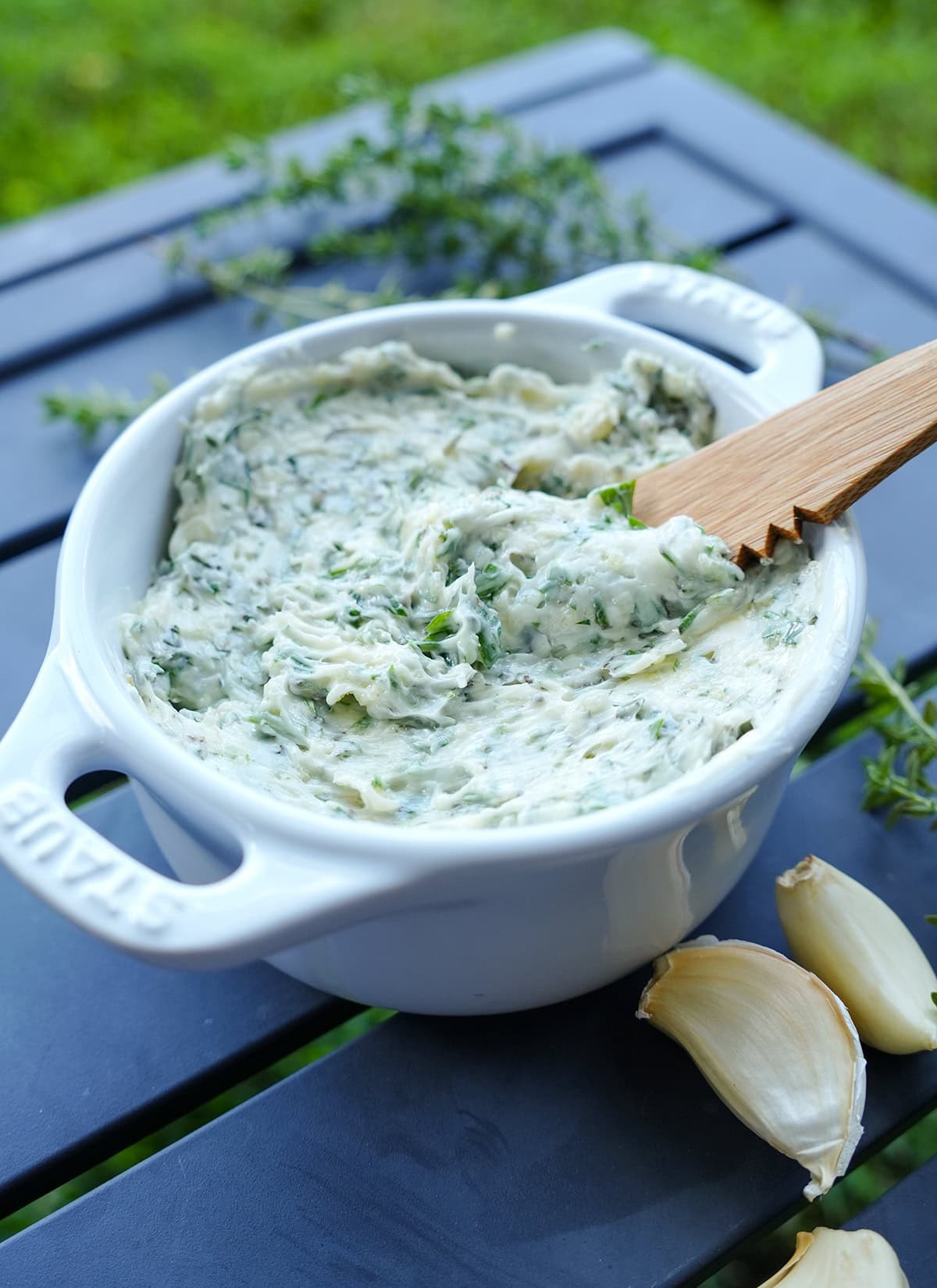 garlic butter compound with herbs.