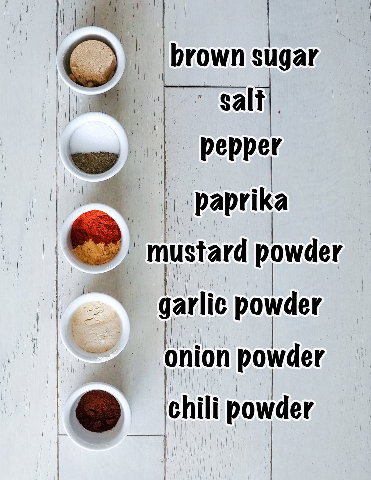 ingredients for making a pulled pork dry rub.