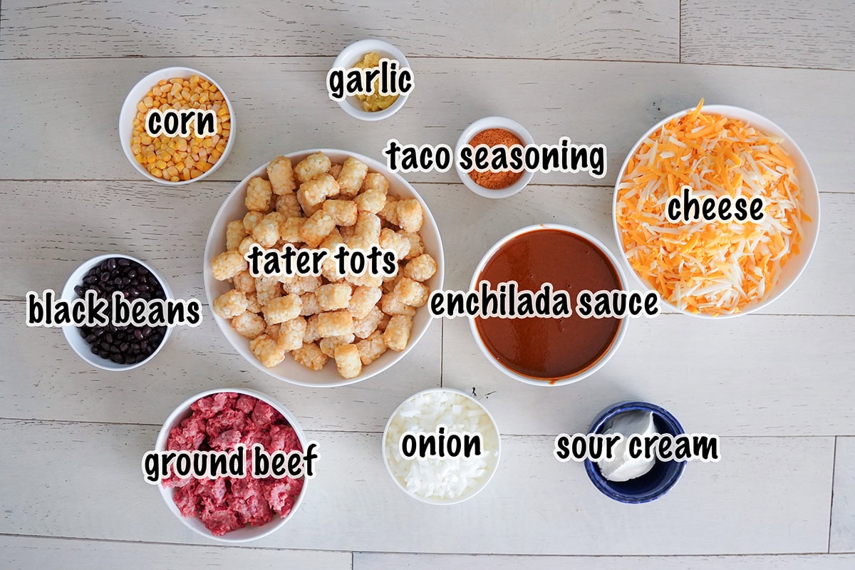 ingredients for making tater tot casserole.