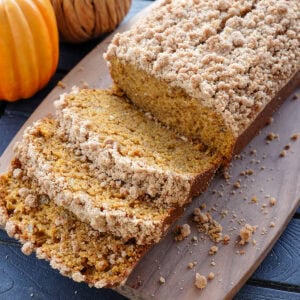 Banana Pumpkin Bread sliced into pieces.