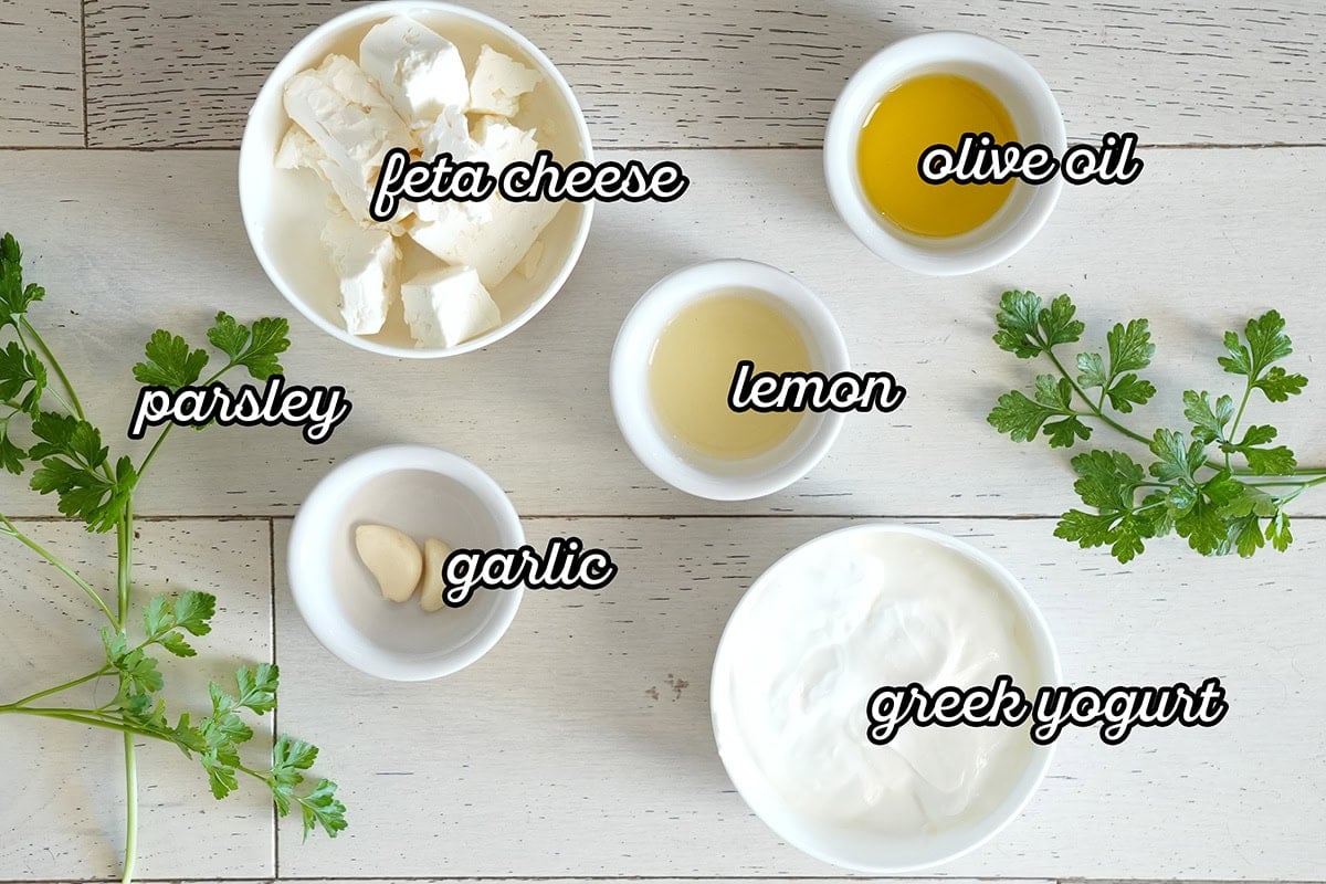 Ingredients for making a whipped feta.