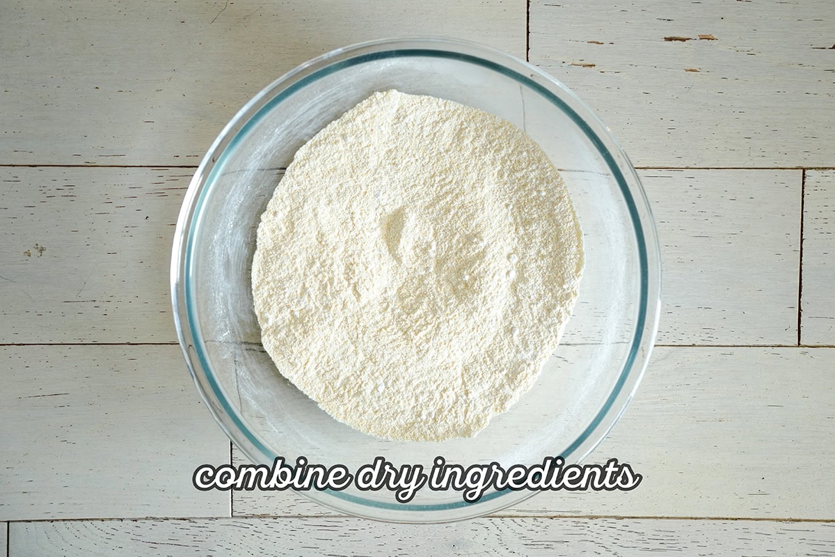 a flour mixture in a mixing bowl.