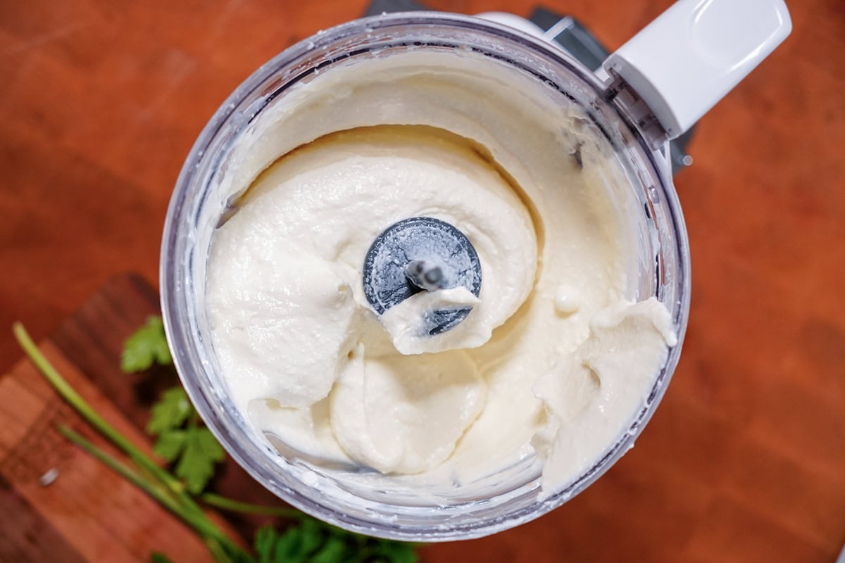 a creamy dip in a food processor.